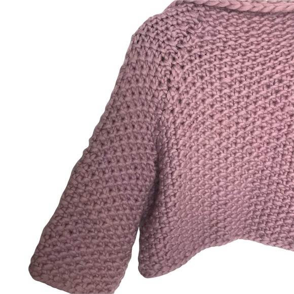 Twinkle and Wenlan New York Mauve Pink Wool Chunky Knit Cropped Boxy Sweater - Picture 3 of 8